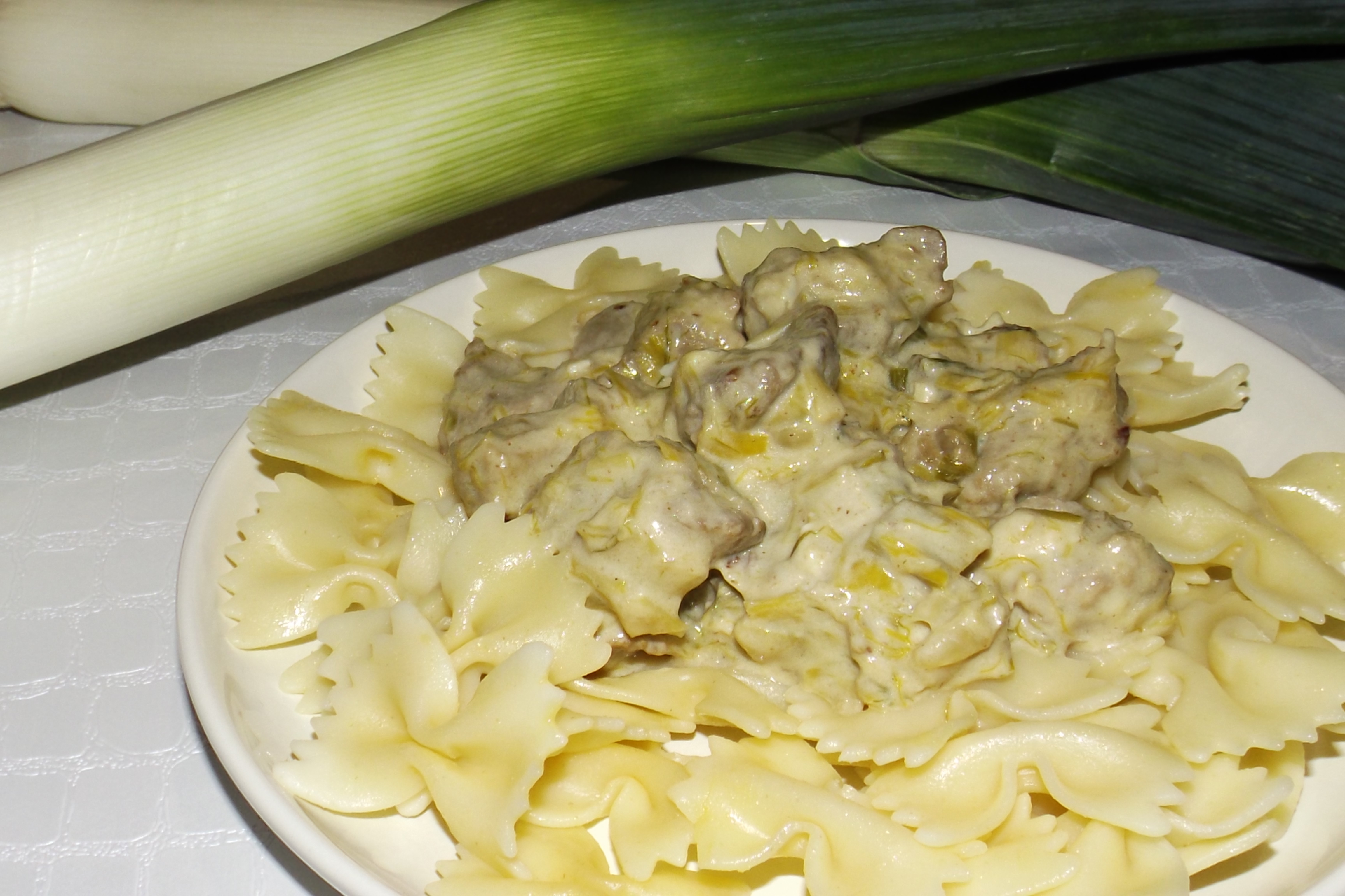 Sauté de porc au poireau et au Bresse Bleu