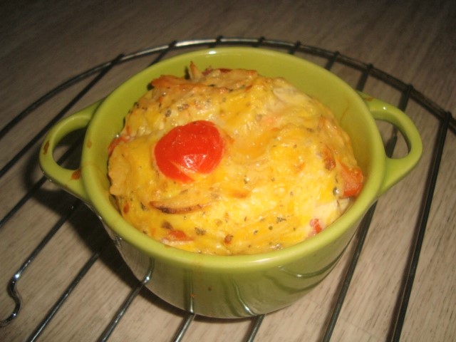 Clafoutis de chips et de tomates cerises