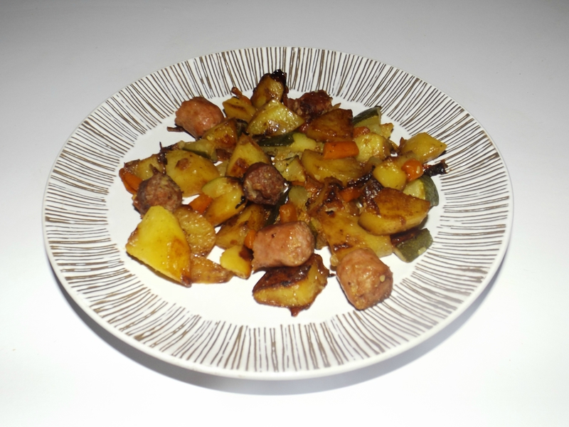 Poêlée de légumes aux merguez et chipolatas