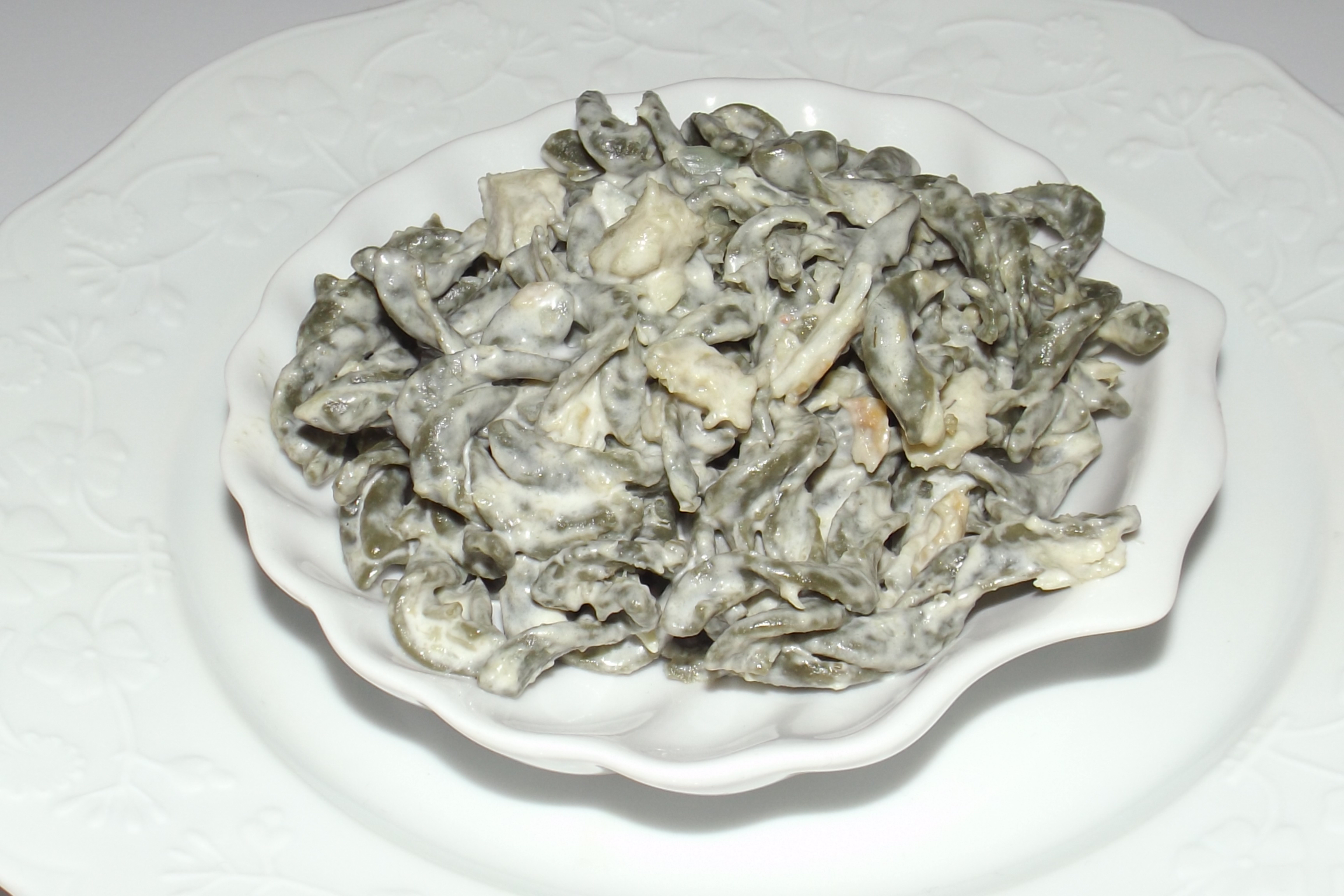 Fusili à la spiruline au colin et à l&rsquo;aneth