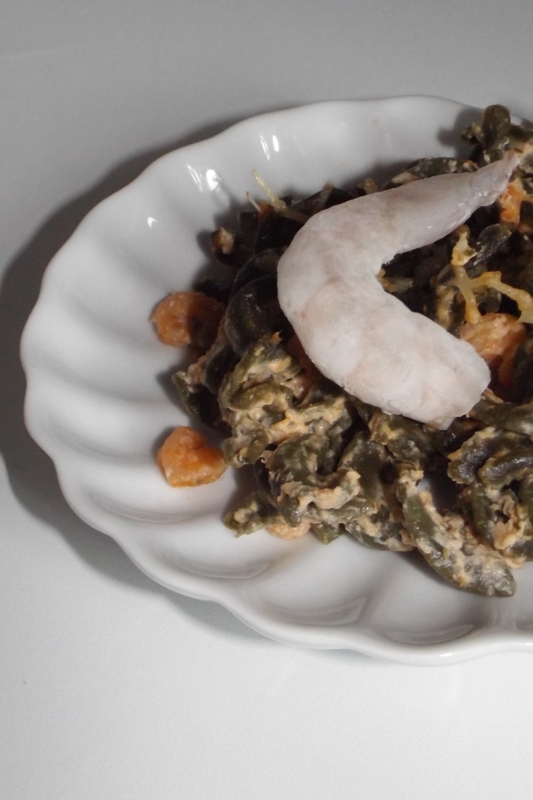 Gratin de fusili à la spiruline « del mar »