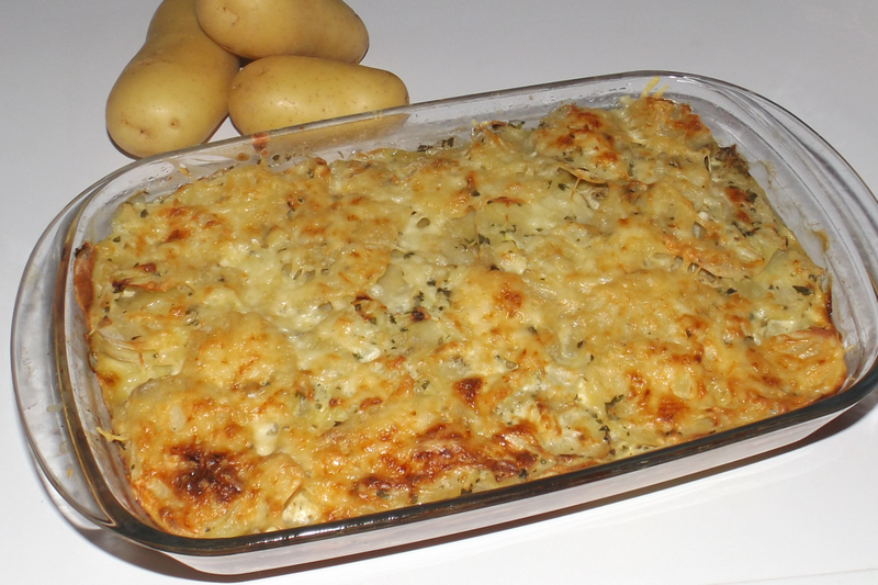 Gratin de pommes de terre à la terrine aux escargots