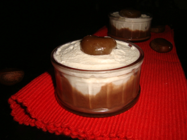 Mousse de marrons et ganache au chocolat au lait
