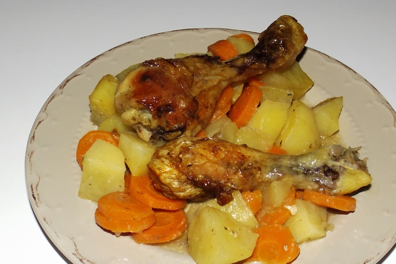 Poulet aux légumes et au vinaigre de cidre