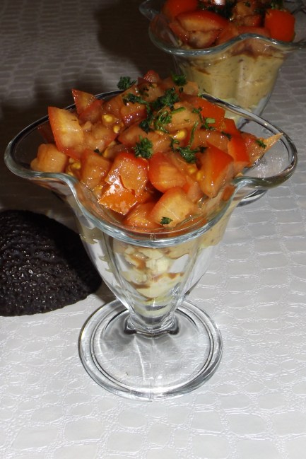 Verrines avocat, guacamole et tomate