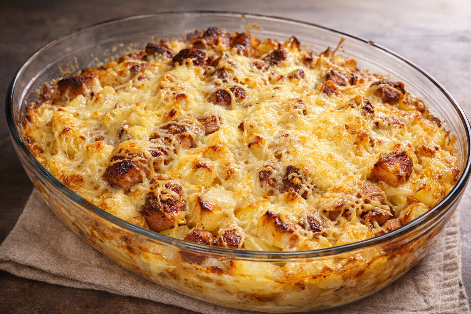 Gratin de pommes de terre au cervelas et camembert (recette facile)