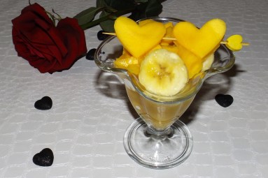Salade de mangue et de banane au jus d’orange
