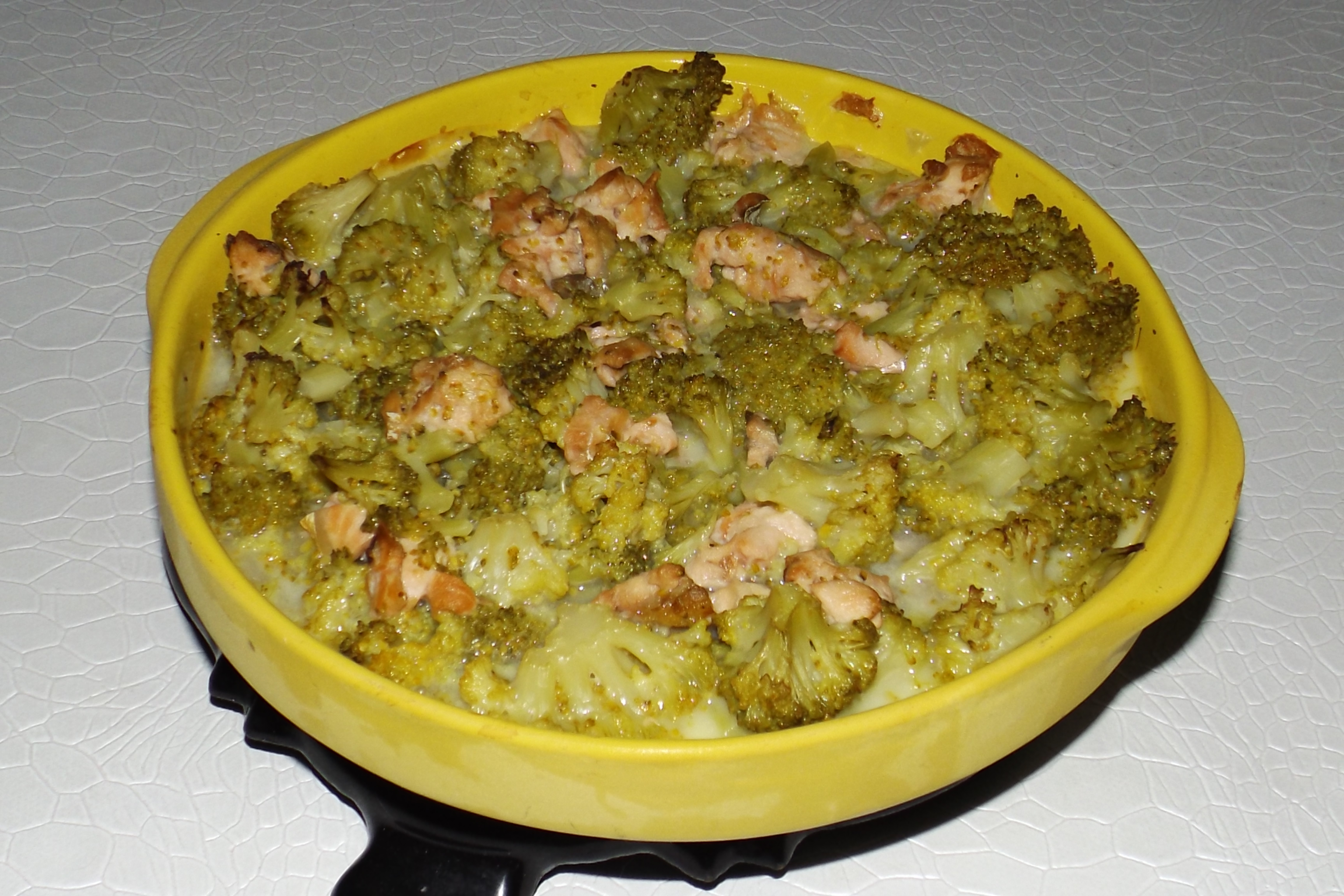 Recette de gratin de brocolis, saumon fumé et cancoillotte