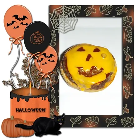 Hamburger en forme de citrouille d&rsquo;Halloween