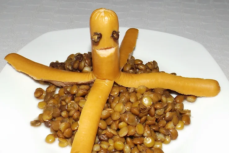 Knacki pieuvre d&rsquo;Halloween et lentilles