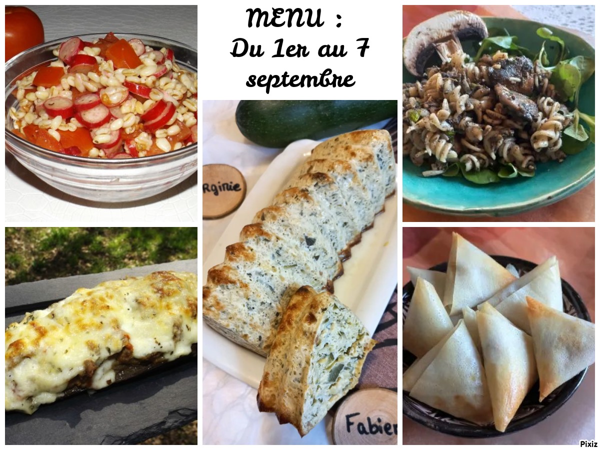Menu de la semaine : du 1er au 7 septembre