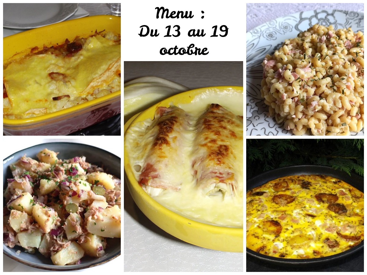 Menu de la semaine : du 13 au 19 octobre