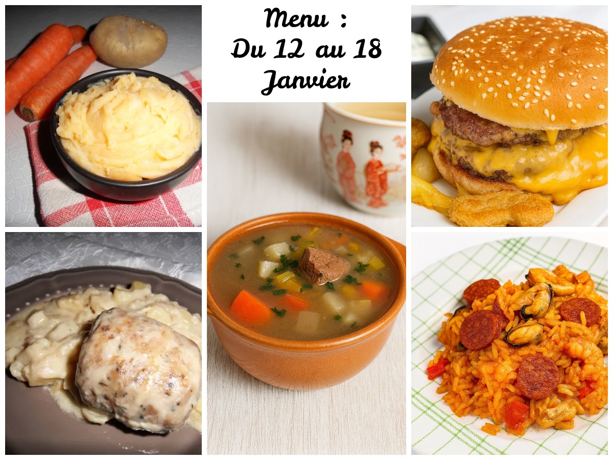 Menu de la Semaine Du 12 au 18 Janvier : 14 Plats + 2 Desserts