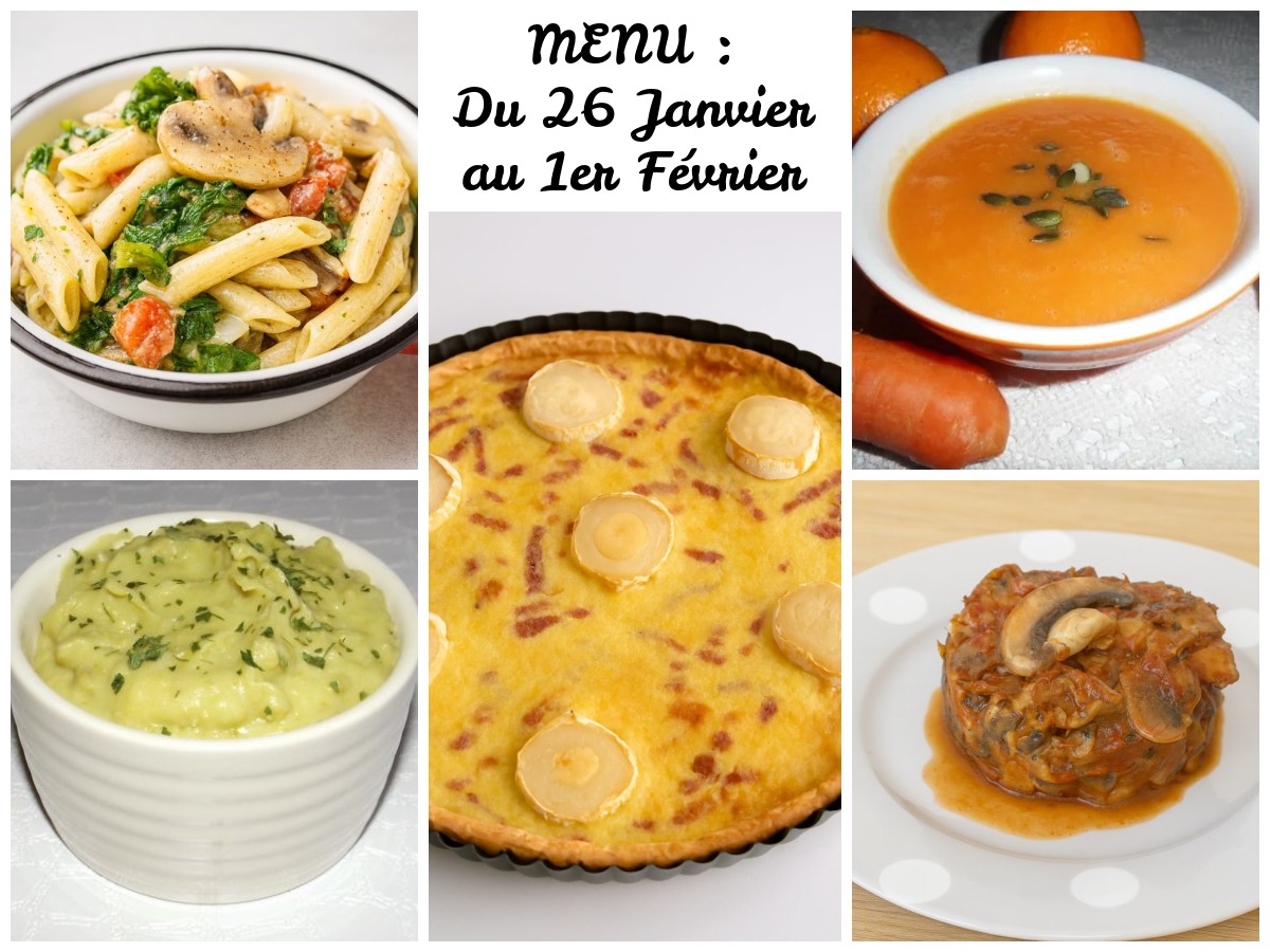 Menu de la Semaine Du 26 Janvier au 1 Février : 14 Plats + 2 Desserts