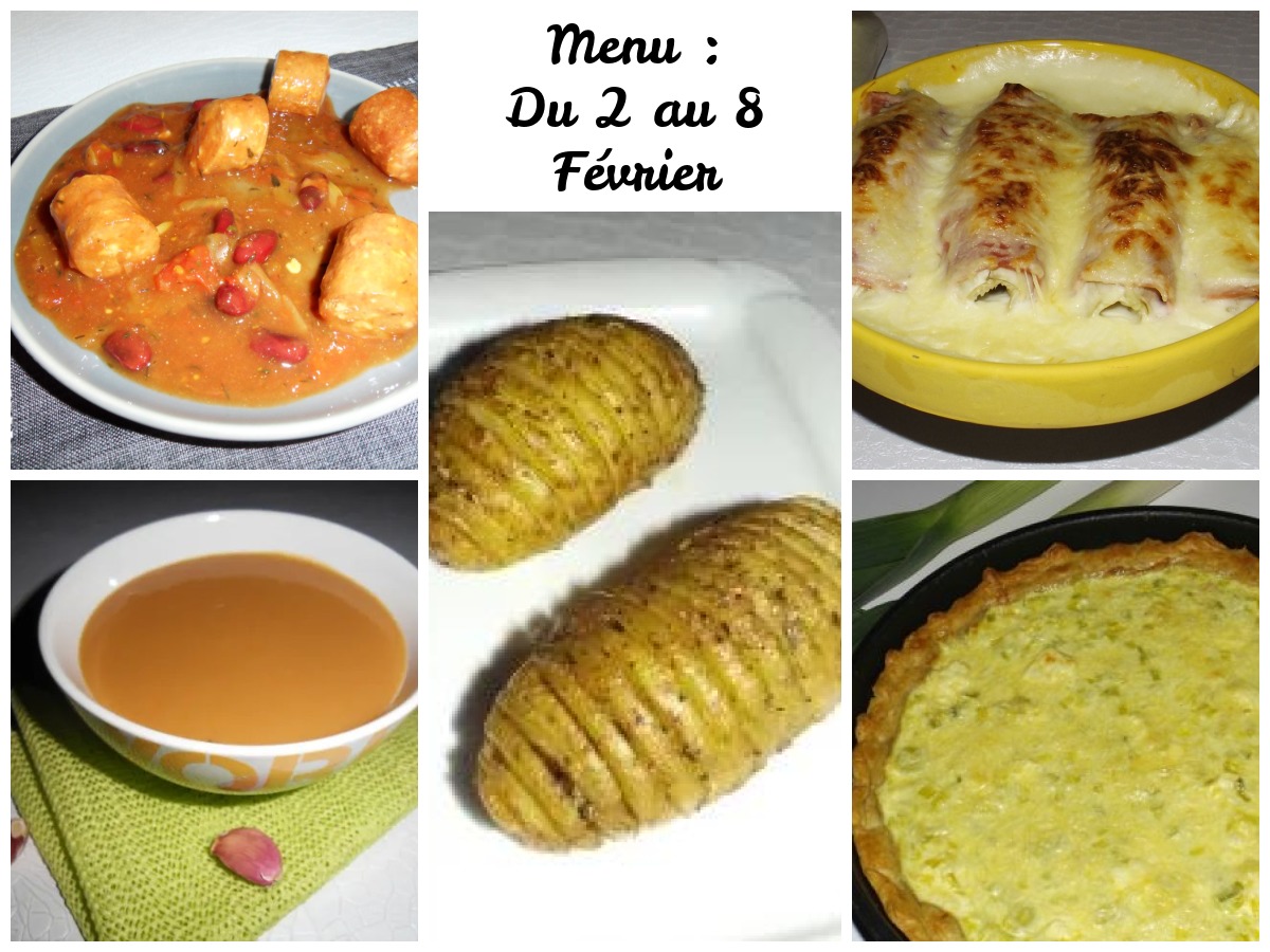 Menu de la Semaine du 2 au 8 Février : 14 plats + 2 desserts