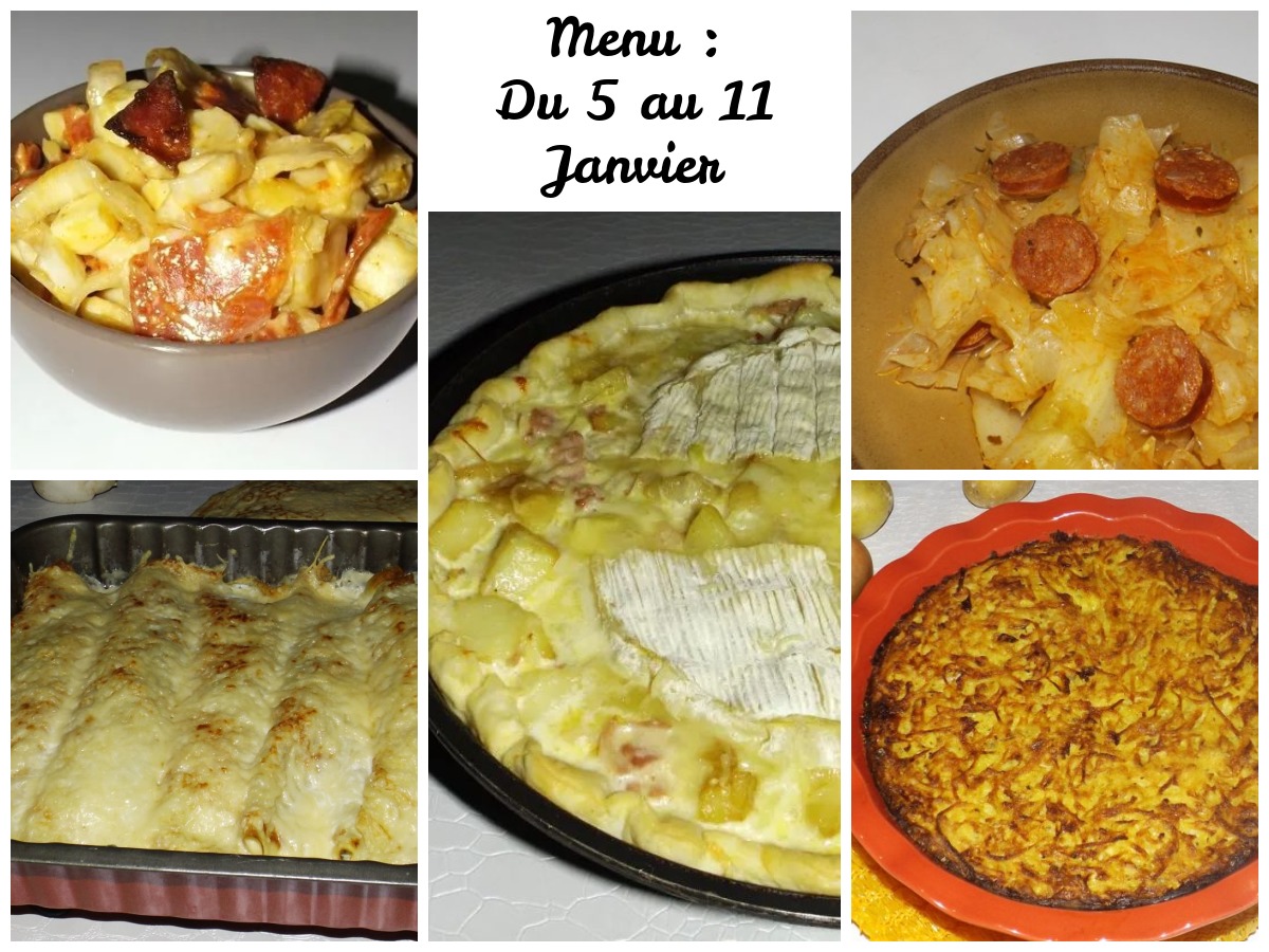 Menu de la Semaine Du 5 au 11 Janvier : 14 Plats + 2 Desserts