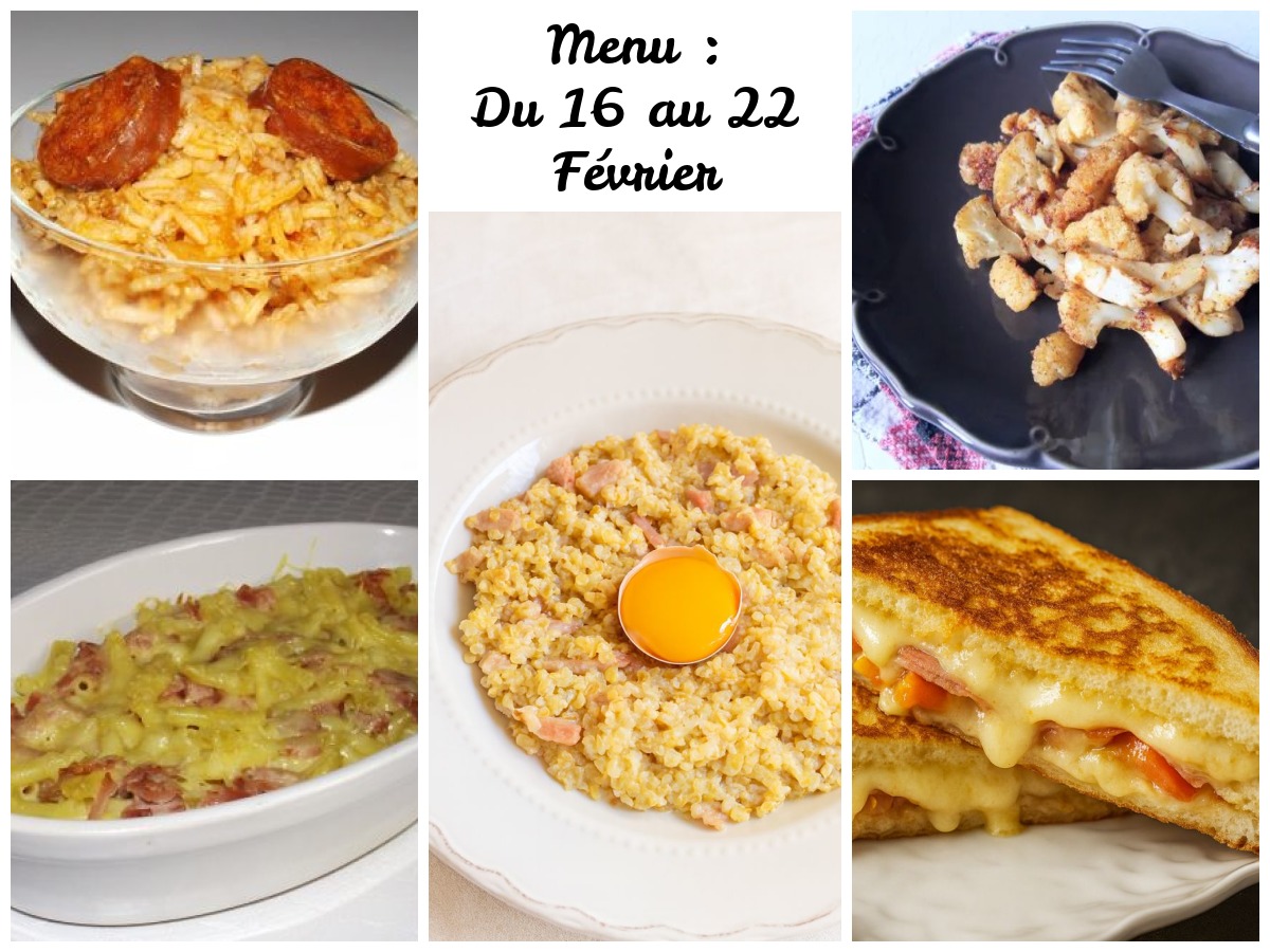 Menu de la Semaine du 16 au 22 Février : 14 plats + 2 desserts